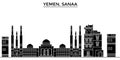 Yemen, Sanaa architecture vector city skyline, travel cityscape with landmarks, buildings, isolated sights on background Royalty Free Stock Photo