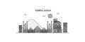 Yemen, Sanaa city skyline isolated vector illustration, icons