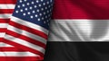 Yemen and United States of America Realistic Flag Ã¢â¬â Fabric Texture Illustration