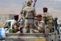 Yemeni military on duty at the security checkpoint, Hadramaut valley, Yemen.