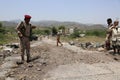 Yemeni soldier fight the Houthi militia in Taiz