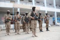 A Yemeni soldiers fights in the ranks of the National Army in Taiz