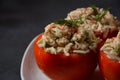 Yemista: Stuffed Tomatoes With Rice and Ground Beef Royalty Free Stock Photo