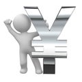 Yen chrome symbol Royalty Free Stock Photo