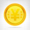 Yen coin golden currency object isolated
