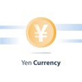 Money exchange, yen currency coin, cash loan, finance concept