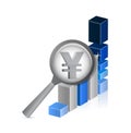 Yen currency under review. successful graph Royalty Free Stock Photo