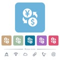 Yen Dollar money exchange flat icons on color rounded square backgrounds Royalty Free Stock Photo