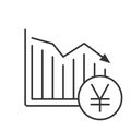 Yen falling linear icon Royalty Free Stock Photo