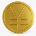 Yen coin icon gold color 3D currency symbols, currency icon right view