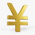 Yen icon gold color 3D currency symbols, currency icon right view