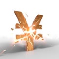 Yen icon exploiting, 3d illustration