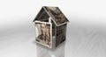 Yen 10000 JPY money banknotes paper house on the table 3d illustration Royalty Free Stock Photo