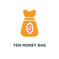 yen money bag icon. yen concept symbol design, money bag vector