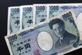 yen notes money concept background Closeup of Japanese currency Royalty Free Stock Photo