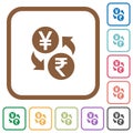 Yen Rupee money exchange simple icons