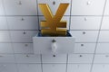 Yen sign opened empty bank deposit cell Royalty Free Stock Photo