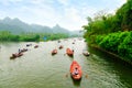 Yen stream on the way to Huong pagoda in autumn, Hanoi, Vietnam. Vietnam landscapes.