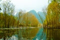 Yen stream on the way to Huong pagoda in autumn, Hanoi, Vietnam. Vietnam landscapes.