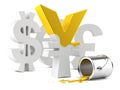 Yen symbol with golden paint Royalty Free Stock Photo