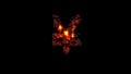 yen symbol made of very hot fire stones on black, - object 3D rendering