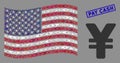 USA Flag Collage of Yen and Scratched Pay Cash Seal Royalty Free Stock Photo