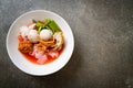 (Yen-Ta-Four) - Thai Style Noodle with assorted tofu and fish ball in Red Soup Royalty Free Stock Photo