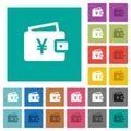Yen wallet square flat multi colored icons Royalty Free Stock Photo