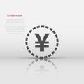 Yen, yuan money currency vector icon in flat style. Yen coin symbol illustration on white isolated background. Asia money business Royalty Free Stock Photo