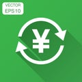 Yen, yuan money currency vector icon in flat style. Yen coin symbol illustration with long shadow. Asia money business concept. Royalty Free Stock Photo