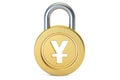Yen or yuan padlock, 3D rendering Royalty Free Stock Photo