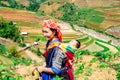 YENBAI, VIETNAM - MAY 16, 2014 - Ethnic mom and her child going to work.