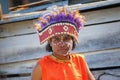 Yenbekwan village,Raja Ampat, West Papua, Indonesia, 18.10.2022:Native Papuan woman in traditional costume within local festival