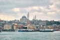 Yeni Cami mosque in istanbul turkey during morning by taken photo from istanbul bosporus.