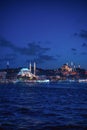 The Yeni Cami or New Mosque by moonlight, istanbul, Turkey