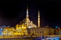 Yeni Cami by night, Istanbul, Turkey Royalty Free Stock Photo