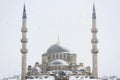 Yeni Mosque in snowfall