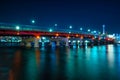 Yeongdodaegyo Bridge with busan tower at night in Jung-gu, Busan, South Korea Royalty Free Stock Photo