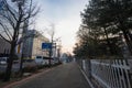 Yeouido and beautiful cityscape architecture during winter evening at Yeongdeungpo , Seoul South Korea : 5 February 2023 Royalty Free Stock Photo