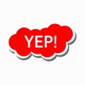 Yep in red cloud icon, simple style