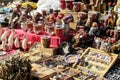 Yerba mate cups and souvenirs at South American market Royalty Free Stock Photo