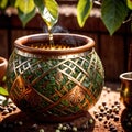 Yerba Mate, traditional herb drink, brewed fresh herbs