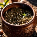 Yerba Mate, traditional herb drink, brewed fresh herbs