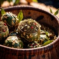 Yerba Mate, traditional herb drink, brewed fresh herbs