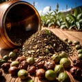 Yerba Mate, traditional herb drink, brewed fresh herbs