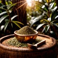 Yerba Mate, traditional herb drink, brewed fresh herbs