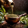 Yerba Mate, traditional herb drink, brewed fresh herbs