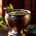 Yerba Mate, traditional herb drink, brewed fresh herbs