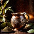 Yerba Mate, traditional herb drink, brewed fresh herbs