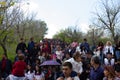 Yerevan, Armenia- April 24, 2019.  Armenian time.Armenian people visiting  Armenian Genocide Memorial monument in Cicernakaberd Ye Royalty Free Stock Photo